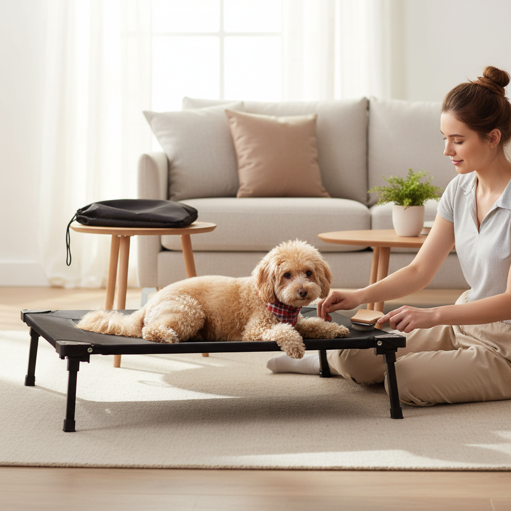 Cooling Elevated Dog Bed – Foldable Breathable Pet Cot for Small Dogs & Cats